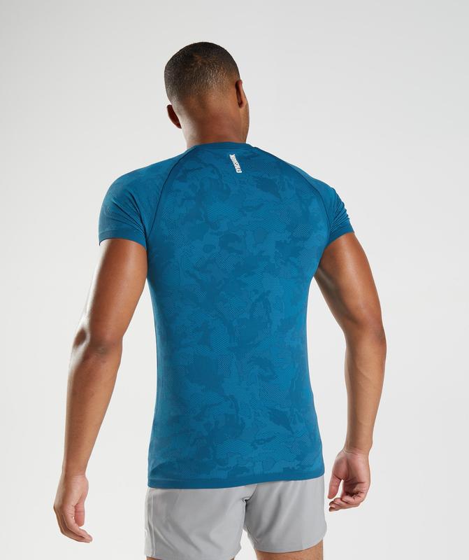 Gymshark Geo Seamless T-Shirt Sleeveless Top Blauw | 95TSPYACZ