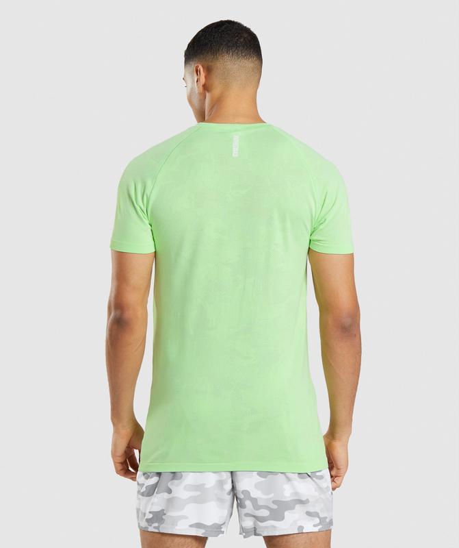 Gymshark Geo Seamless T-Shirt T-Shirts Bali Green/White | 56EKFGXJL