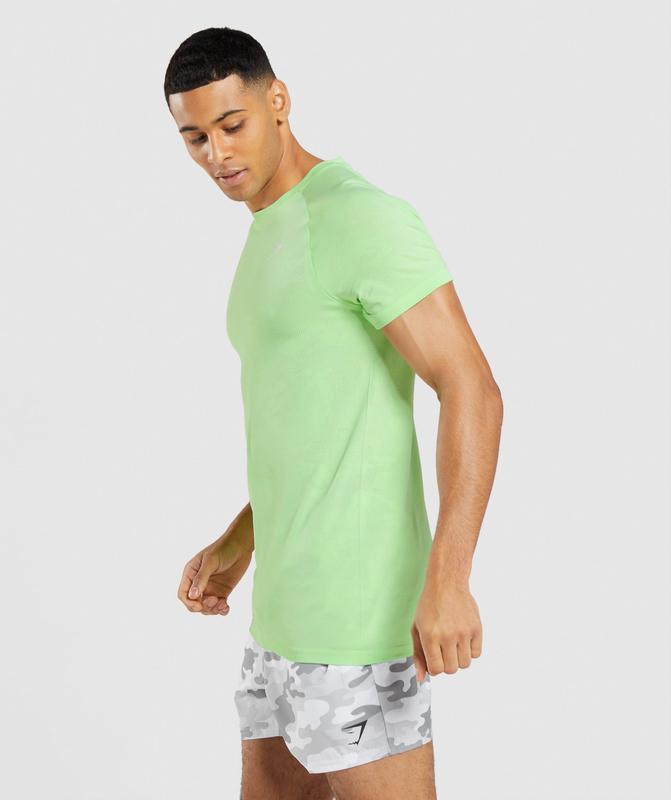 Gymshark Geo Seamless T-Shirt T-Shirts Bali Green/White | 56EKFGXJL