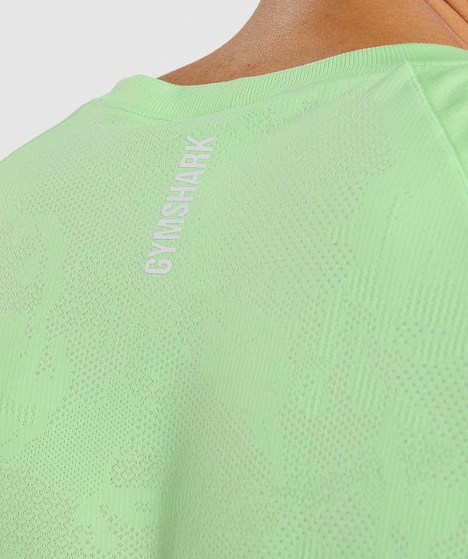 Gymshark Geo Seamless T-Shirt T-Shirts Bali Green/White | 56EKFGXJL