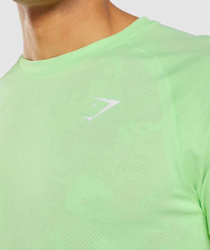 Gymshark Geo Seamless T-Shirt T-Shirts Bali Green/White | 56EKFGXJL