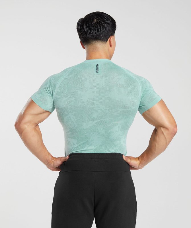 Gymshark Geo Seamless T-Shirt T-Shirts Blauw | 15LNZIMSE