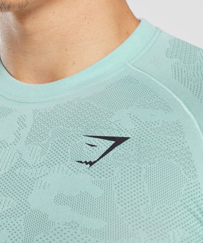 Gymshark Geo Seamless T-Shirt T-Shirts Blauw | 15LNZIMSE