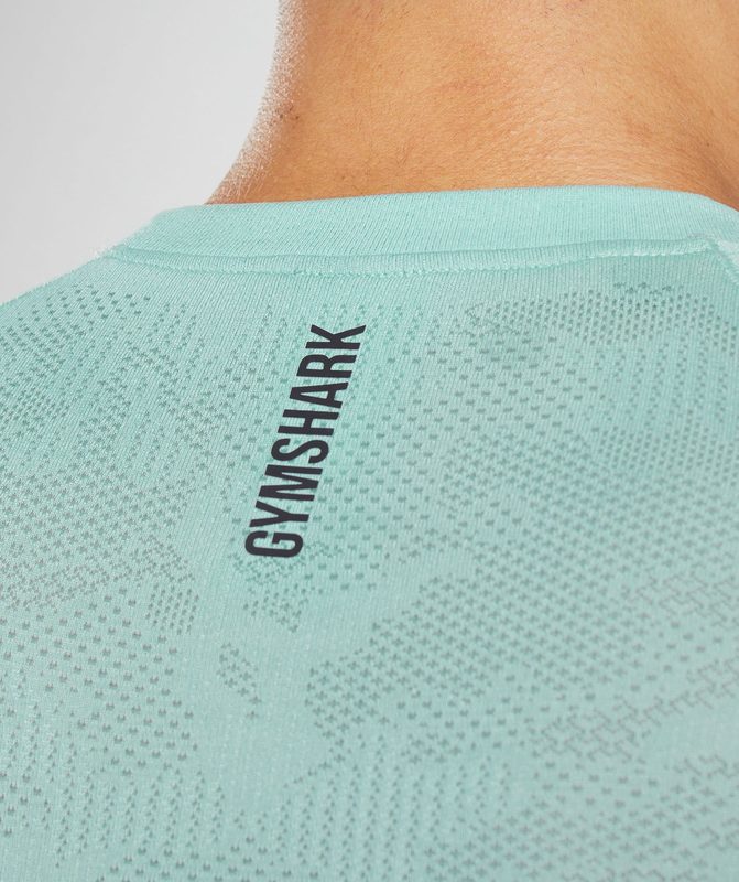 Gymshark Geo Seamless T-Shirt T-Shirts Blauw | 15LNZIMSE