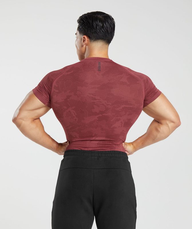 Gymshark Geo Seamless T-Shirt T-Shirts Bordeaux | 12LAXDCFT