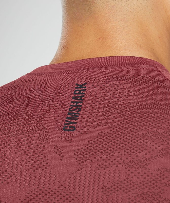 Gymshark Geo Seamless T-Shirt T-Shirts Bordeaux | 12LAXDCFT