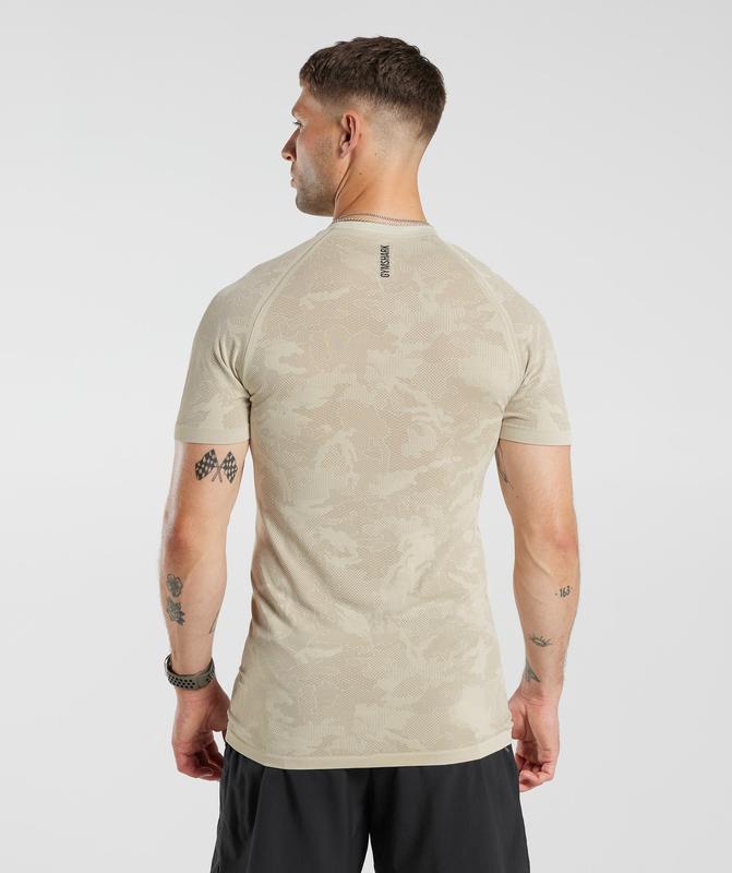 Gymshark Geo Seamless T-Shirt T-Shirts Bruin | 78KRCHEPW