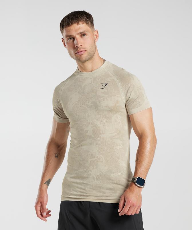 Gymshark Geo Seamless T-Shirt T-Shirts Bruin | 78KRCHEPW