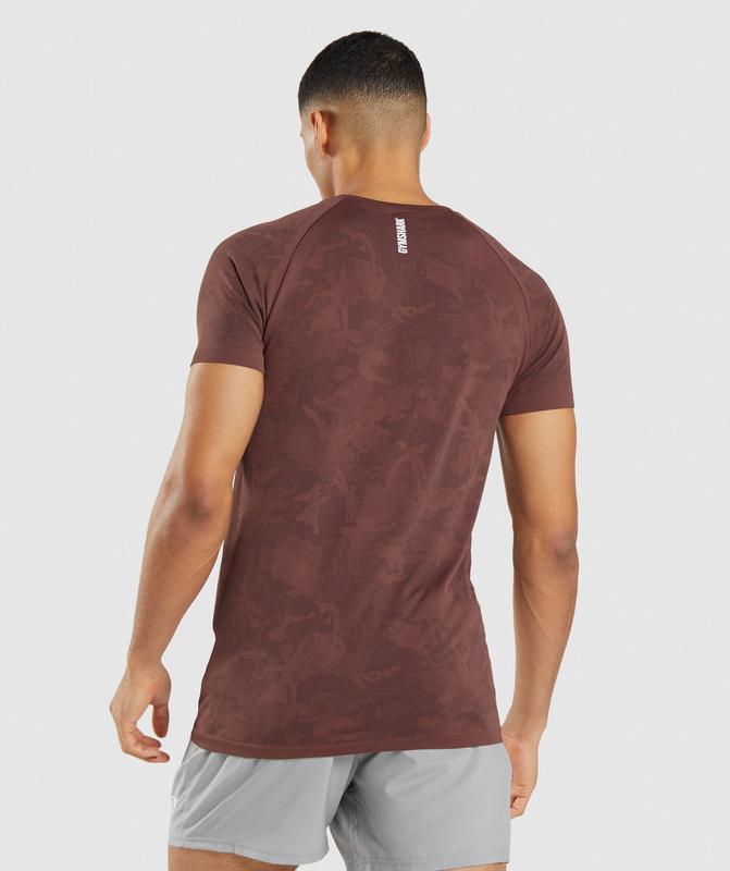 Gymshark Geo Seamless T-Shirt T-Shirts Cherry Brown/Black | 36PSXKRIW