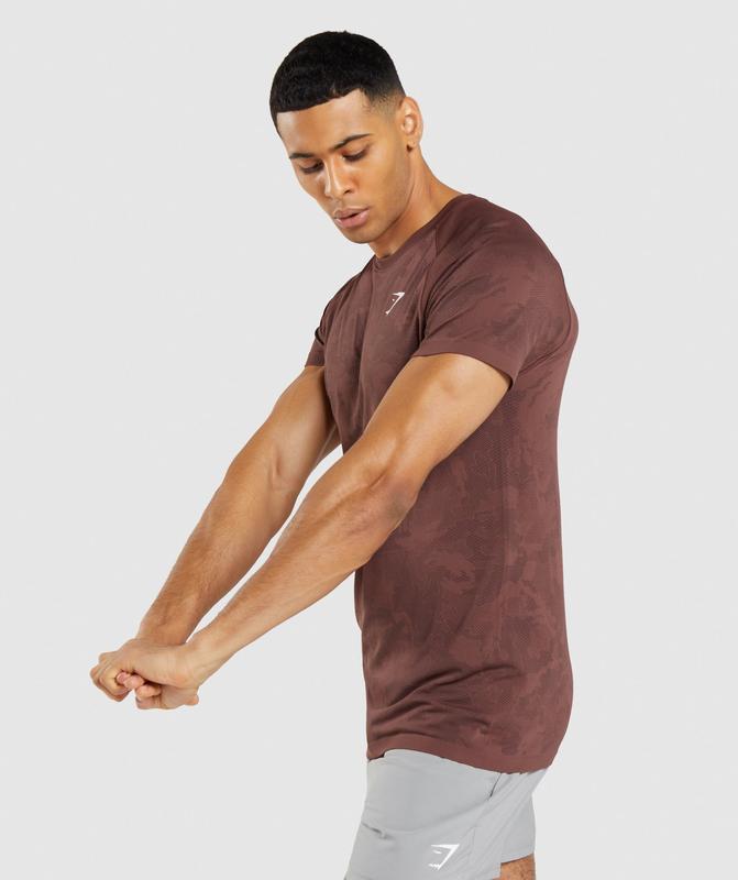 Gymshark Geo Seamless T-Shirt T-Shirts Cherry Brown/Black | 36PSXKRIW