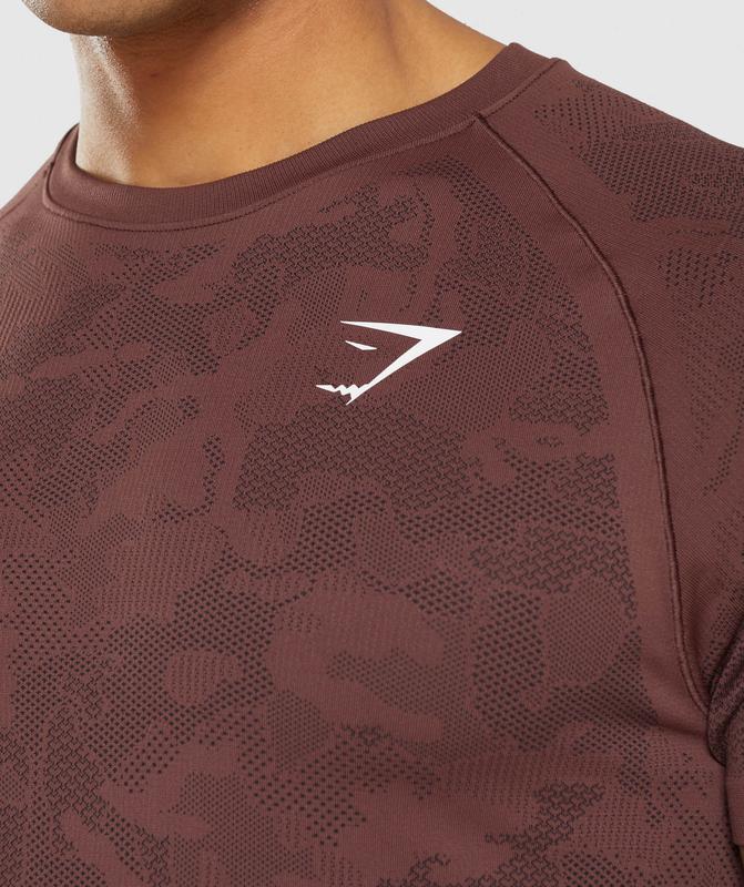 Gymshark Geo Seamless T-Shirt T-Shirts Cherry Brown/Black | 36PSXKRIW