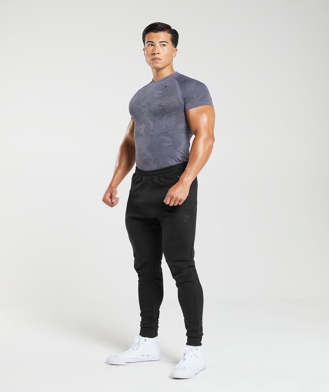 Gymshark Geo Seamless T-Shirt T-Shirts Dewberry Purple/Black | 64YAULIFR