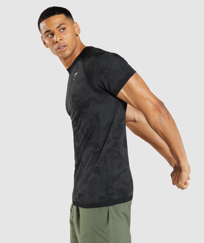 Gymshark Geo Seamless T-Shirt T-Shirts Grijs | 41YHDECTX