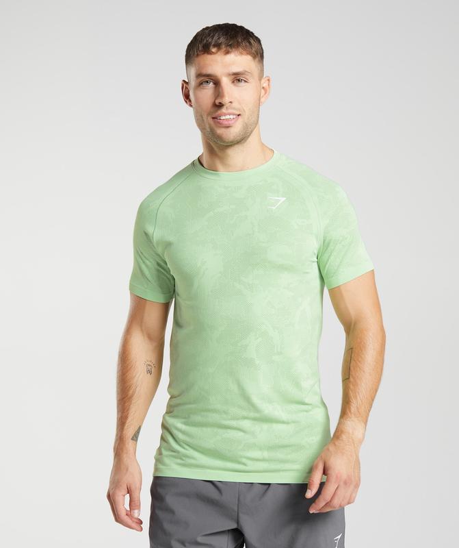 Gymshark Geo Seamless T-Shirt T-Shirts Groen | 60NZAYHKL