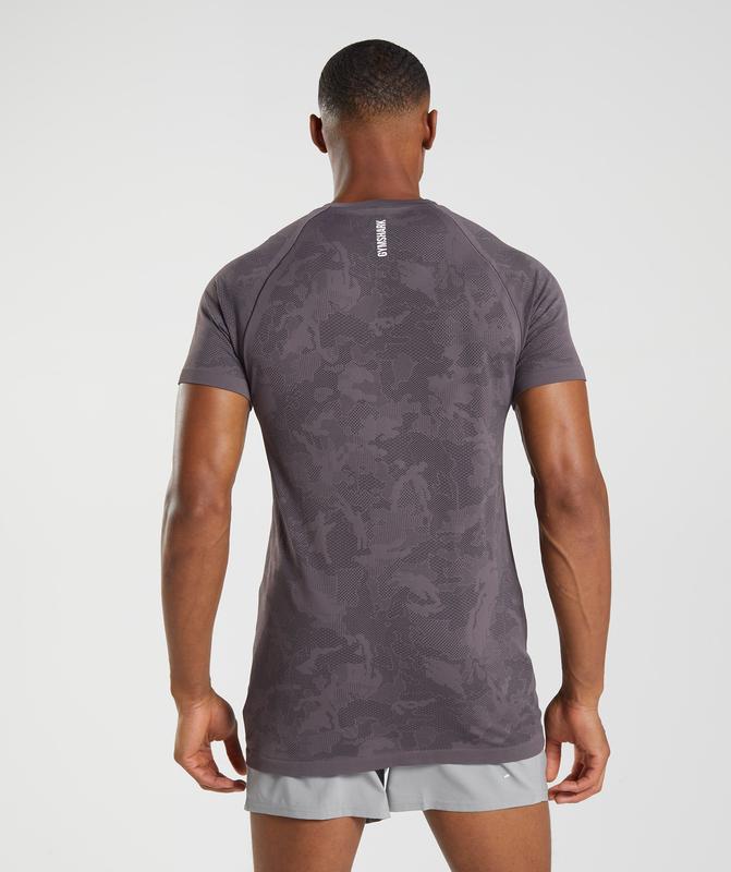 Gymshark Geo Seamless T-Shirt T-Shirts Musk Lilac/Black | 46KBLYNOI