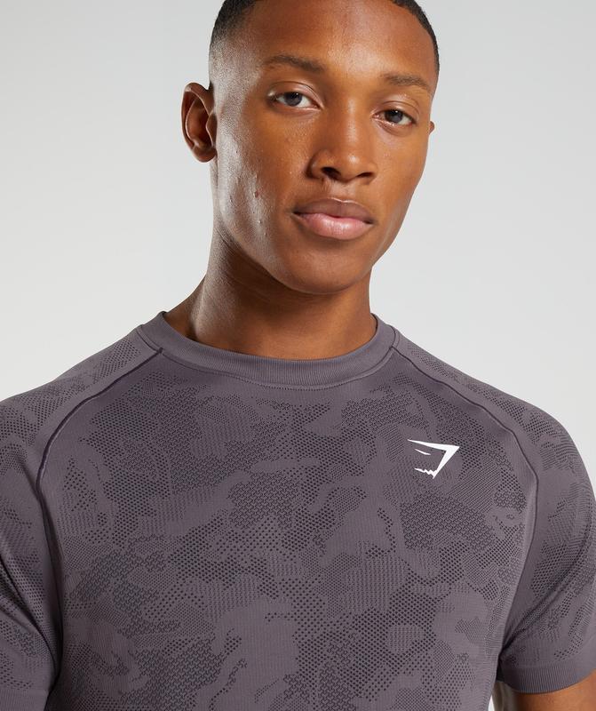 Gymshark Geo Seamless T-Shirt T-Shirts Musk Lilac/Black | 46KBLYNOI