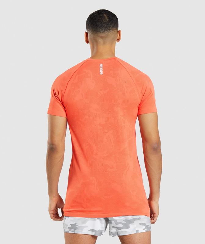 Gymshark Geo Seamless T-Shirt T-Shirts Oranje | 37BWZOCXD