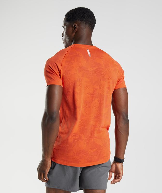 Gymshark Geo Seamless T-Shirt T-Shirts Rood | 64LYQTBSO