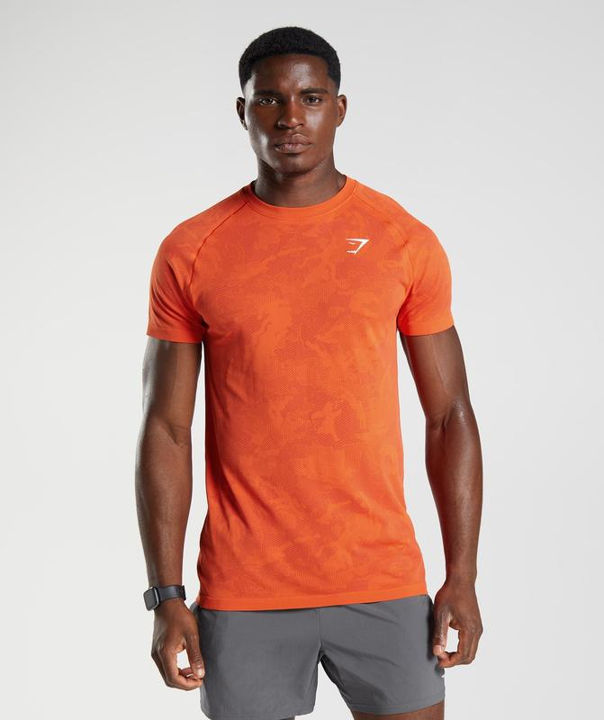 Gymshark Geo Seamless T-Shirt T-Shirts Rood | 64LYQTBSO