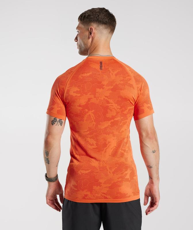 Gymshark Geo Seamless T-Shirt T-Shirts Rood | 93XJUDSYL