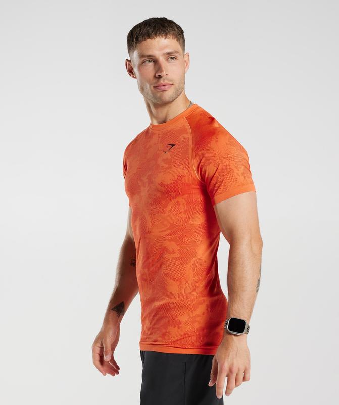 Gymshark Geo Seamless T-Shirt T-Shirts Rood | 93XJUDSYL