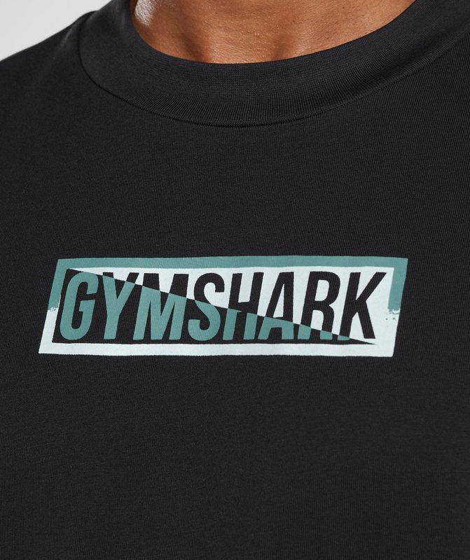 Gymshark Global Graphic Long Sleeve T-Shirt Long Sleeve Top Zwart | 72UZYPTAB