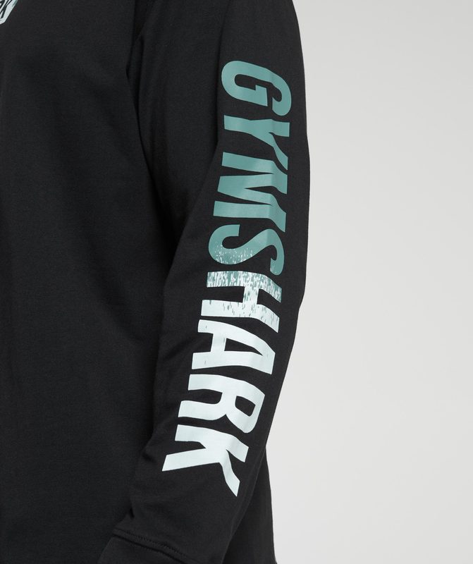 Gymshark Global Graphic Long Sleeve T-Shirt Long Sleeve Top Zwart | 72UZYPTAB