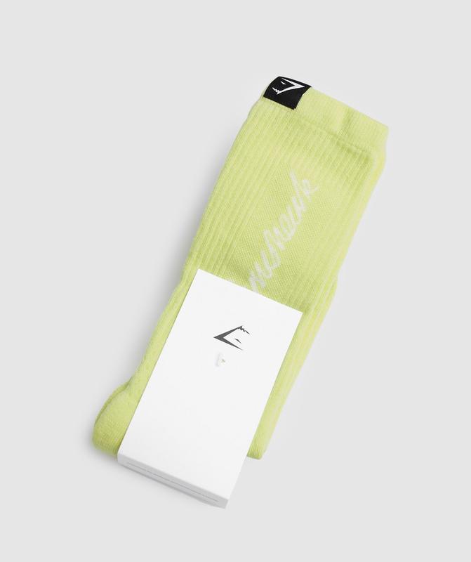 Gymshark Handwriting Sock Sokken Firefly Green/White | 97SJRKIGM