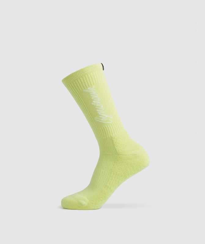 Gymshark Handwriting Sock Sokken Firefly Green/White | 97SJRKIGM