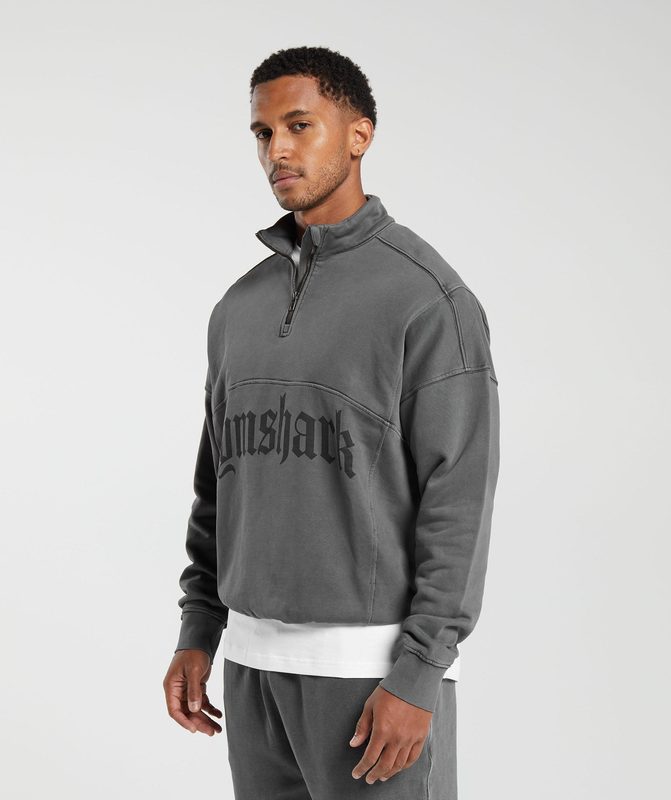 Gymshark Heavyweight 1/4 Zip Pullovers Zwart | 41VECXQJO