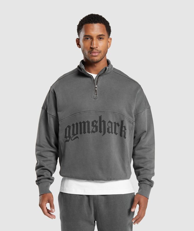 Gymshark Heavyweight 1/4 Zip Pullovers Zwart | 41VECXQJO