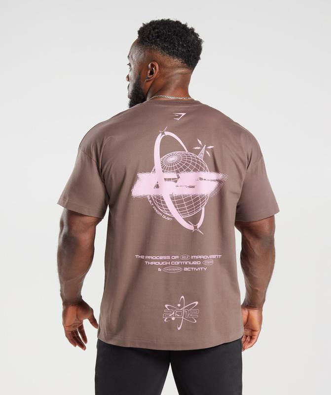 Gymshark Intergalactic Lifting Oversized T-Shirt T-Shirts Walnut Mauve | 96DAYXQUP