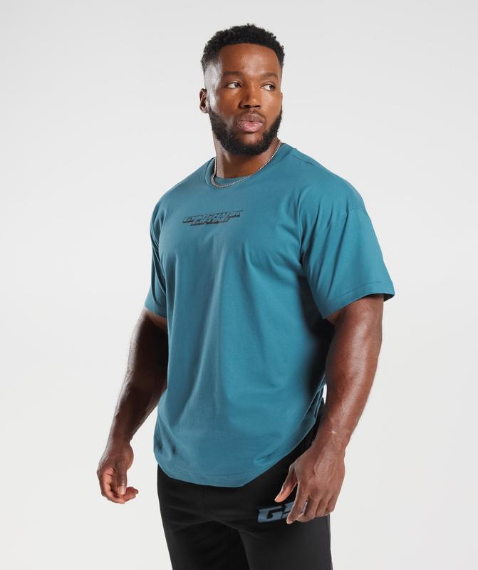 Gymshark Intergalactic Lifting Oversized T-Shirt T-Shirts Blauw | 87XWBADPQ