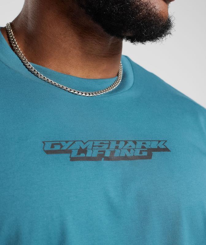 Gymshark Intergalactic Lifting Oversized T-Shirt T-Shirts Blauw | 87XWBADPQ