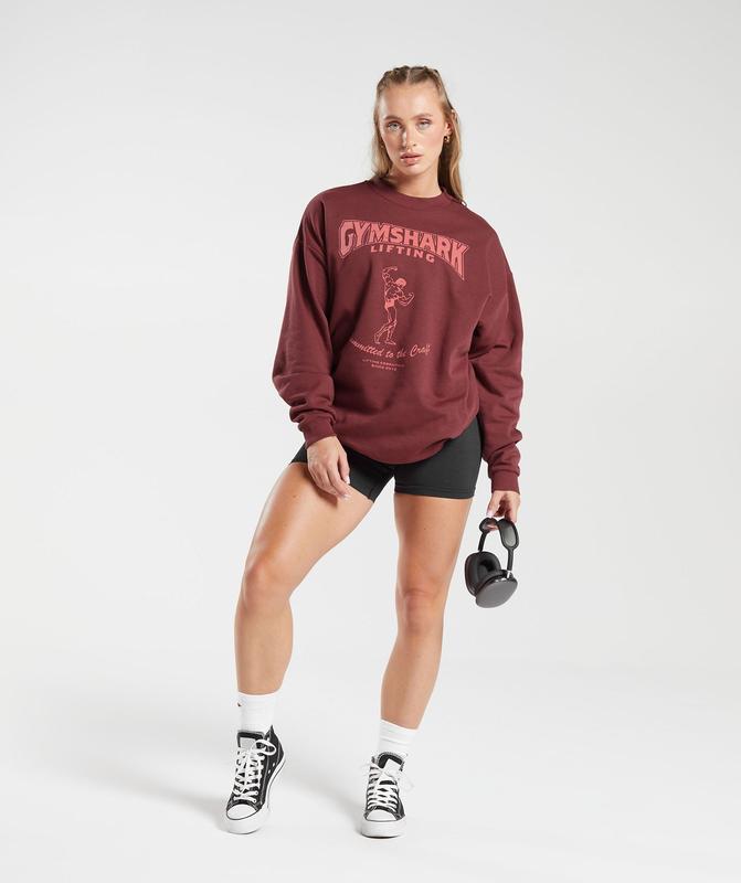 Gymshark Ironworks Oversized Sweatshirt Pullovers Rood | 86IFBWAET