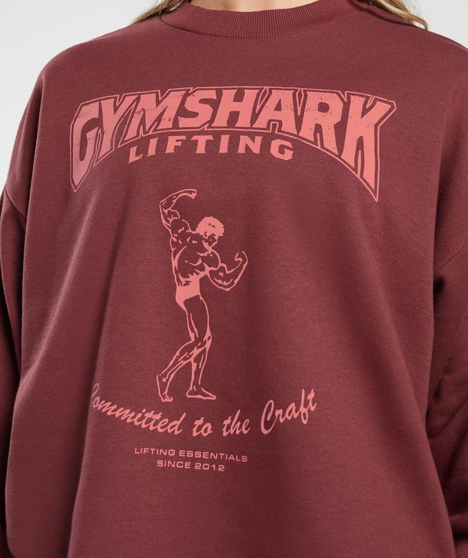 Gymshark Ironworks Oversized Sweatshirt Pullovers Rood | 86IFBWAET