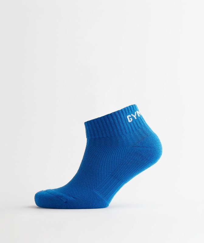 Gymshark Jacquard Quarter Socks 3Pk Sokken Blauw | 98GTDHPOZ