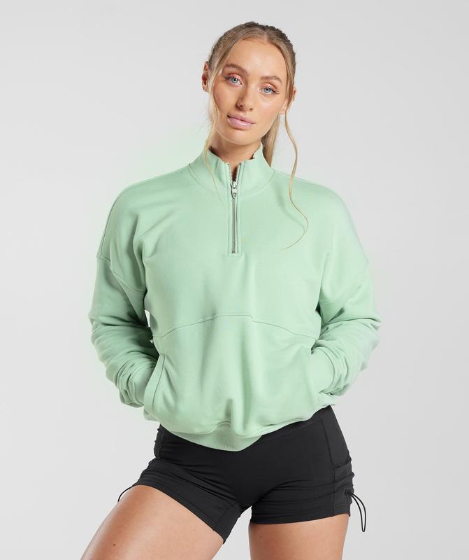 Gymshark Legacy 1/4 Zip Sweatshirt Pullovers Groen | 26ISYPZKQ