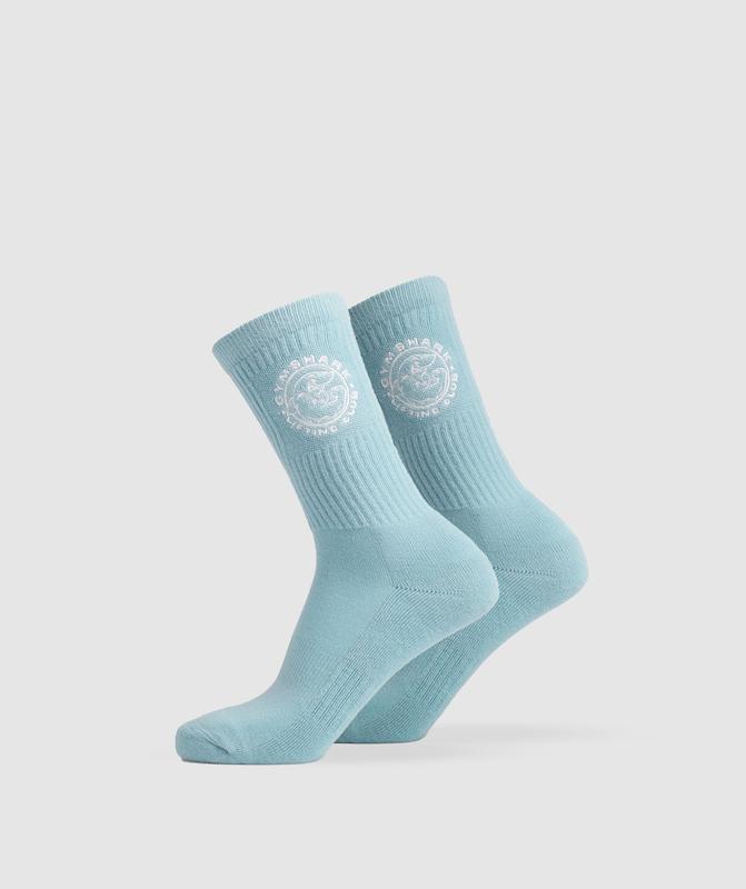 Gymshark Legacy Crew Socks 2pk Sokken Iceberg Blue/White | 35VHJIBFQ