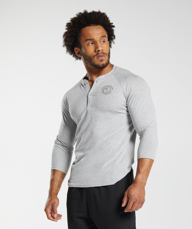 Gymshark Legacy Henley Long Sleeve Top Lichtgrijs | 83PTLNUEM