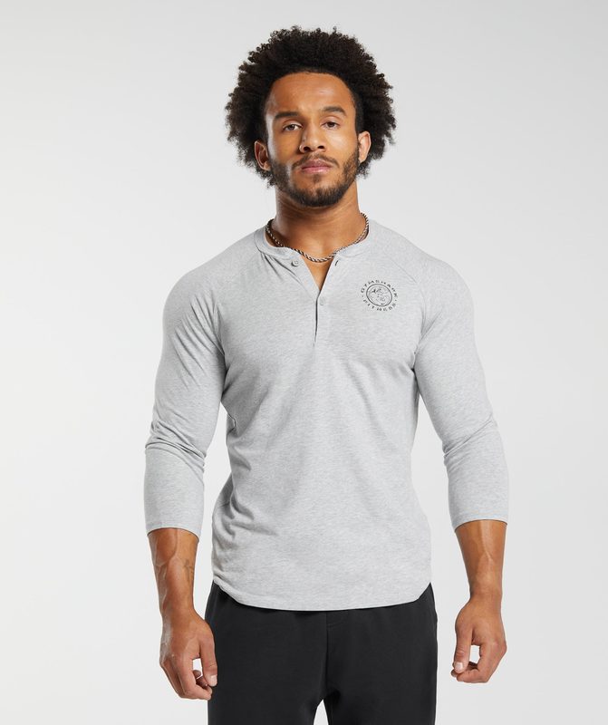 Gymshark Legacy Henley Long Sleeve Top Lichtgrijs | 83PTLNUEM