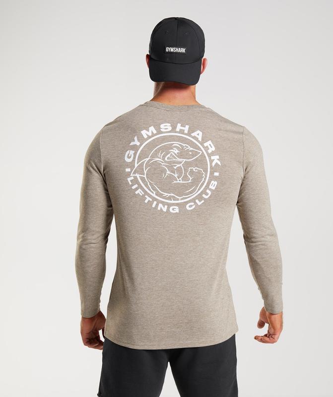 Gymshark Legacy Long Sleeve T-Shirt Long Sleeve Top Limestone Marl | 53IAVJPEM