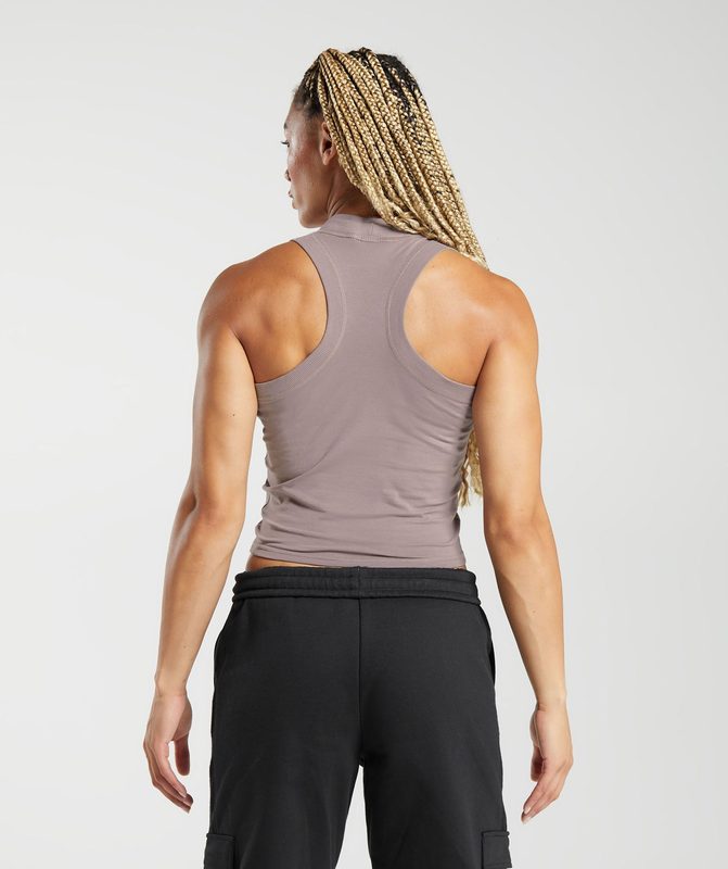 Gymshark Legacy Midi Tank Tanktop Washed Mauve | 92OKFCMXA