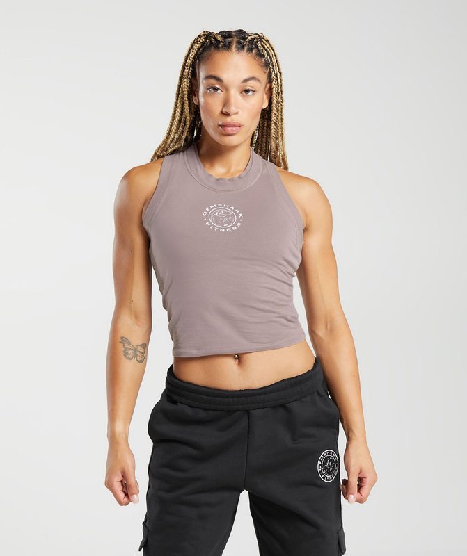 Gymshark Legacy Midi Tank Tanktop Washed Mauve | 92OKFCMXA