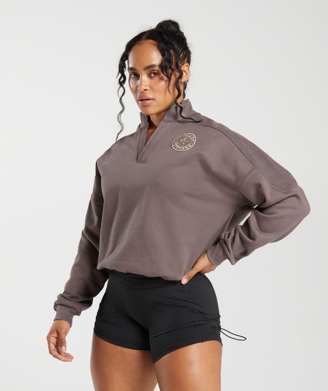 Gymshark Legacy Oversized Sweatshirt Pullovers Walnut Mauve | 64CNPHASM