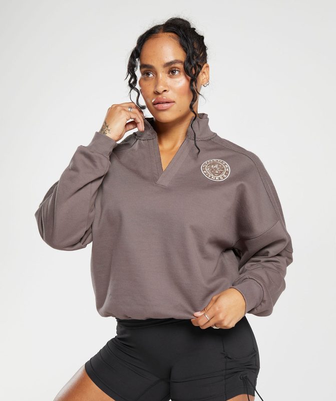 Gymshark Legacy Oversized Sweatshirt Pullovers Walnut Mauve | 64CNPHASM