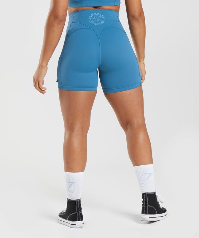 Gymshark Legacy Ruched Tight Shorts Korte Broek Blauw | 03KYMGTQX