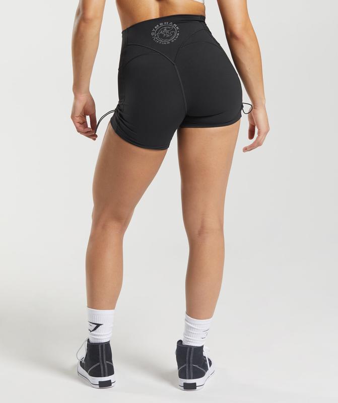 Gymshark Legacy Ruched Tight Shorts Korte Broek Zwart | 45GYOEAWF