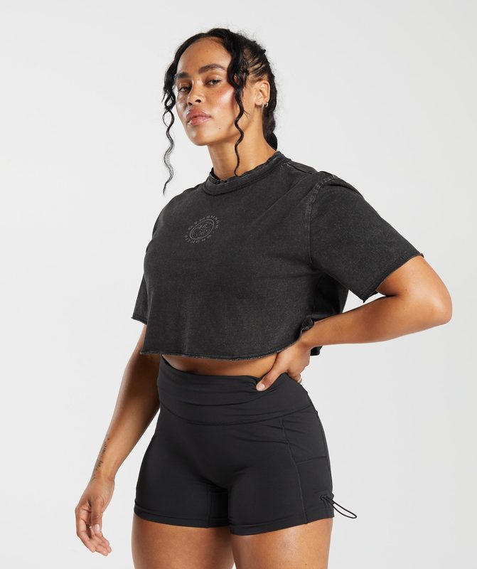 Gymshark Legacy Washed Crop Top Crop Tops Lichtturkoois | 74ULDKREO