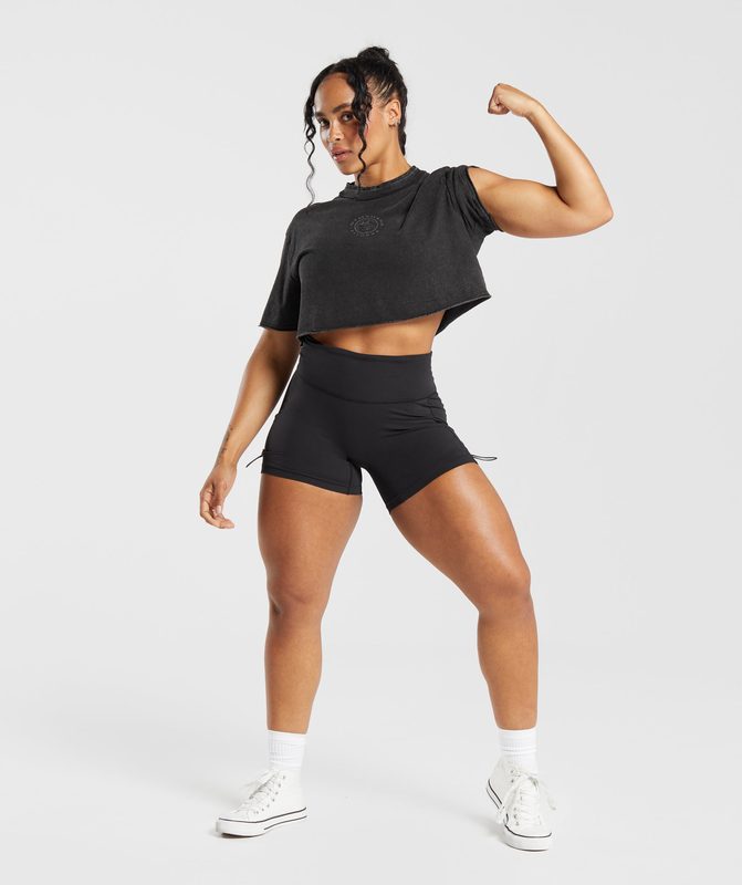 Gymshark Legacy Washed Crop Top Crop Tops Lichtturkoois | 74ULDKREO